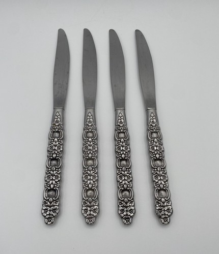 Lotto 4 Pezzi Coltelli Oneida Community Posate Inox Viola Voila Coltello Floreale - Foto 3 di 8