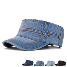 Men Denim Military Army Cadet Adjustable Flat Hat Trucker Newsboy Baseball Cap