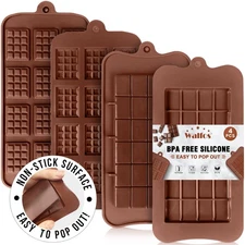 Non-Stick Silicone Chocolate & Candy Bar Molds, Food Grade, 4 Pack