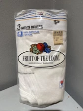 Vintage 80s 1986 Fruit Of The Loom Briefs Mens  Large Made In USA NOS 3-Pack