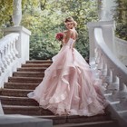 Sweetheart Powder Pink Wedding Dress Strapless Hard Yarn Bridal Dress Luxury HOT
