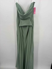 Pre-Owned Azazie Green Size 4 Maxi Sleeveless Dress