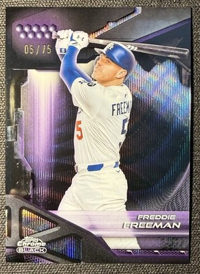 Freddie Freeman 2026 Topps Chrome Black #5 Purple Wave Refractor 5/75 No. MATCH