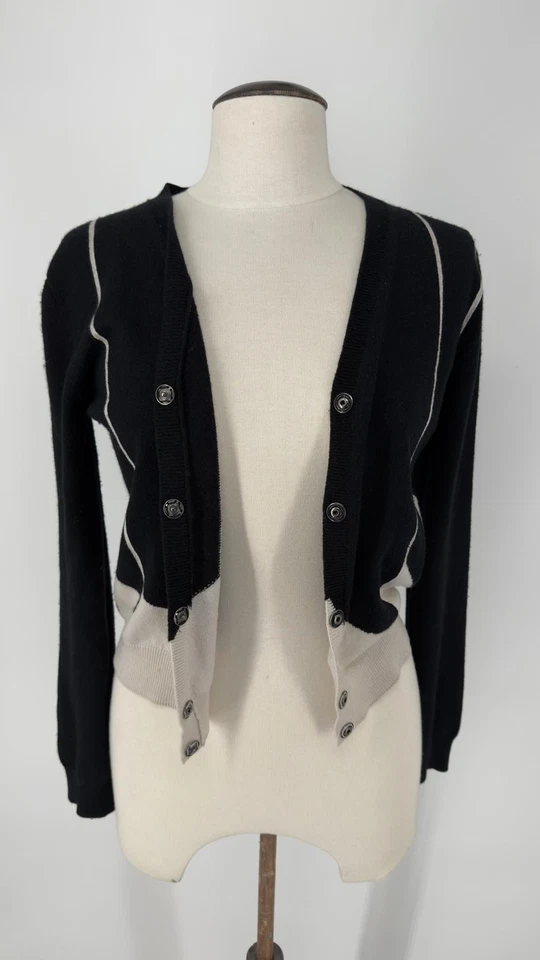 Cárdigan Bottega Veneta negro y beige geométrico 100 % cachemir talla 40 (Reino Unido 8-10) Foto 4 de 4