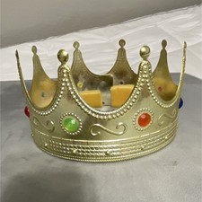 Vintage Gold King Crown Costume Red, Green, Blue Jewels Cosplay