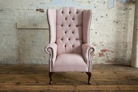 Ohrensessel Chesterfield Sessel Fernseh Couch 1 Sitzer Sofa Textil Stoff Couchen