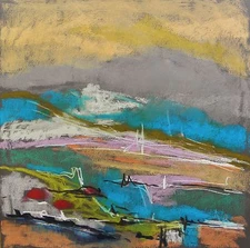 Original COLORFUL  Abstract Landscape Pastel Painting JMW art John Williams SALE