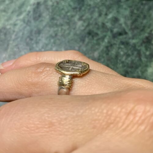 Spanish Replica Coin Ring - Sterling Silver 14K Yellow Gold Size 5 - Picture 4 of 11