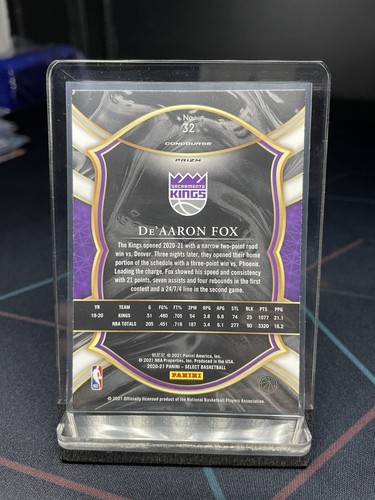 2020-21 Panini Select Concourse Tri-Color Prizm De'Aaron Fox #32 - Picture 2 of 2