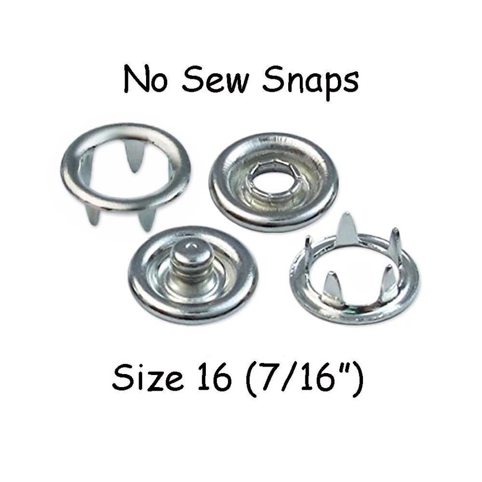 50 Metal Open Ring No Sew Snap Fasteners Size 12, 15, 16 Nickel