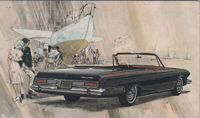 1963 Dodge Polara 500 Convertible Artist Rendering Alhambra Motors postcard LP9