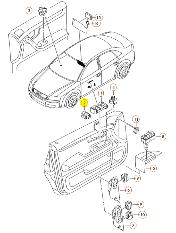 NEW AUDI TT 07-14 DRIVER SIDE FRONT ELECTRIC WINDOW SWITCH 8E0959851C5PR - Image 4 of 4
