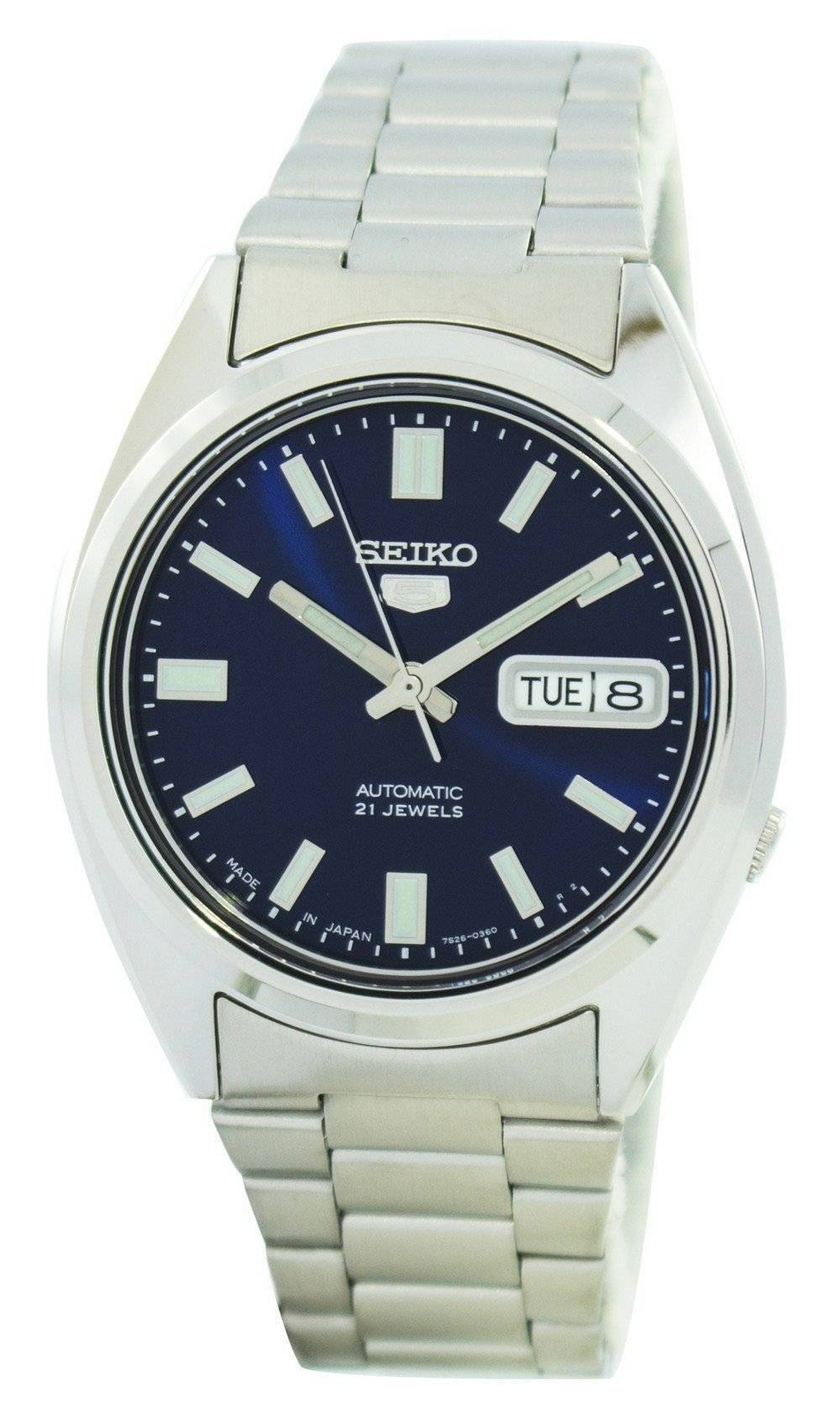 Seiko 5 Automatic 21 Jewel Blue Dial Date/Day Japan Made SNXS77J1 Men's Watch