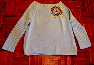J. Jill Sweater Off Shoulder-Blue with Shoulder Embellishment-XL