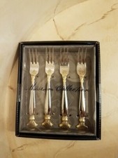 Gold Stainless Steel Designed Dessert Fork set 4, NEW