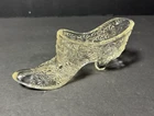 VINTAGE ~ Fenton Clear Glass DAISY AND BUTTON Victorian Slipper Shoe Figurine