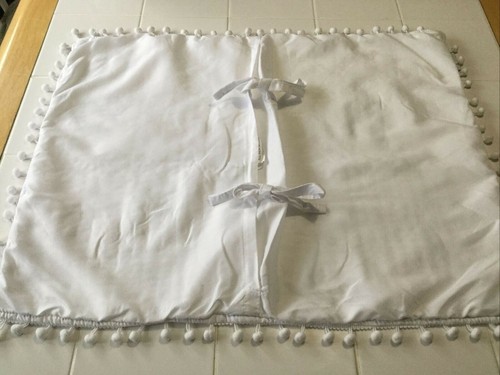 Levtex Home Quilted Pillow Sham Gold Stamped Pattern Mini Pom-Poms Tie Closure - Picture 3 of 9