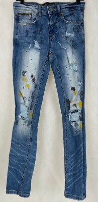 Supply & Demand Jeans Mens 30x32 Distressed Denim Slim Fit Paint Splatter