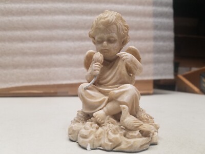 Resin Boy Angel with Flower