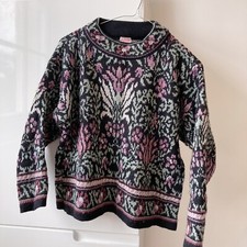 Kinder Vintage Blumen Pullover Alter 7/8/9 ungef&auml;hr 90er 00er rosa gr&uuml;n BESCHREIBUNG LESEN
