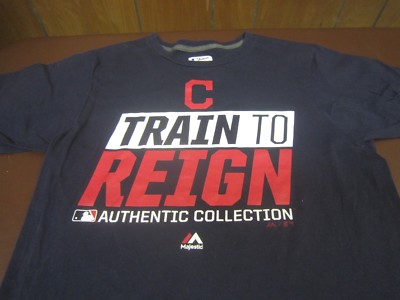 Cleveland Indians Train to Reign Majestic Triple Peak Shirt Size Medium   V2