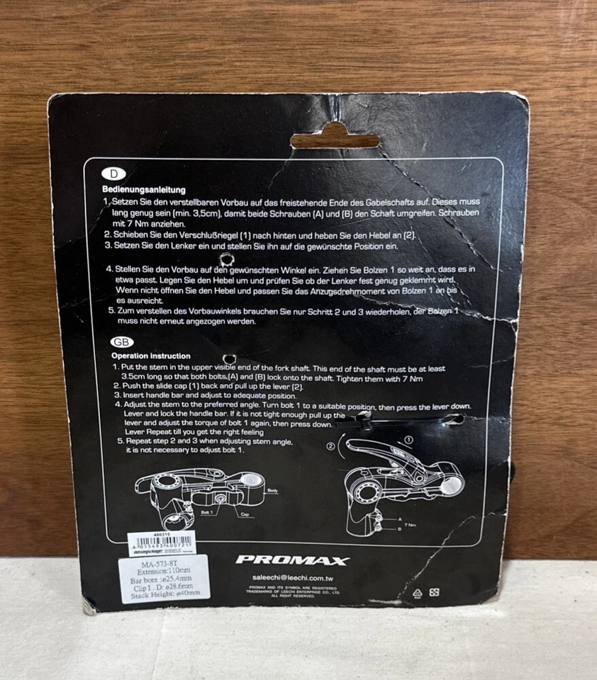 Promax Ahead System Adjustable Stem, Black, MA-573-8T - Image 2 of 3