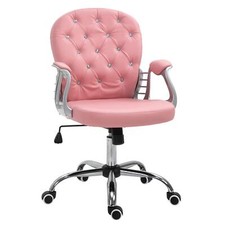 Vinsetto PU Leather Home Office Chair, Button Tufted Desk Chair with Padded New