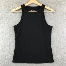 Wilo Womens Black Ribbed Tank Top XS