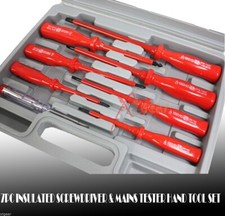 Set cacciaviti e tester di rete elettricisti isolati nuovi 7 pezzi con custodia