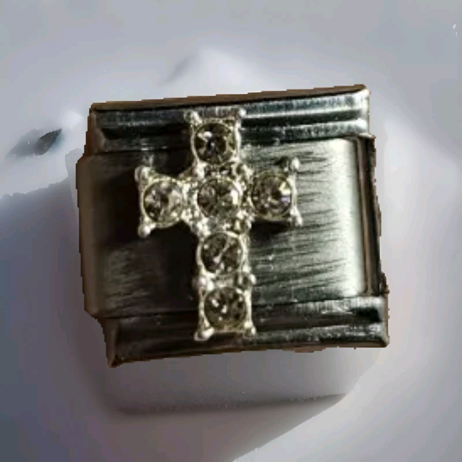 Crystal Cross Italian Charm Stainless Steel 9mm