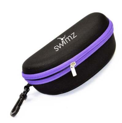 Swimz Schwimmbrillenetui - schwarz/lila - halbstarre Schwimmbrille Aufbewahrung c