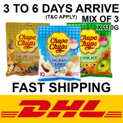 Chupa Chups Lollipops Candy Sweets Mix of 3 Flavor 110g X 3 Pack X 10s per Pack