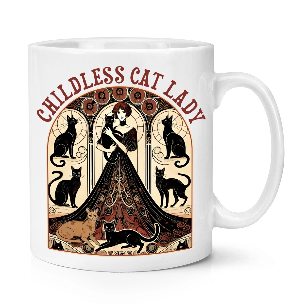 Childless Cat Lady Stained Glass 10oz Mug Cup Kamala Funny Joke Crazy Gift
