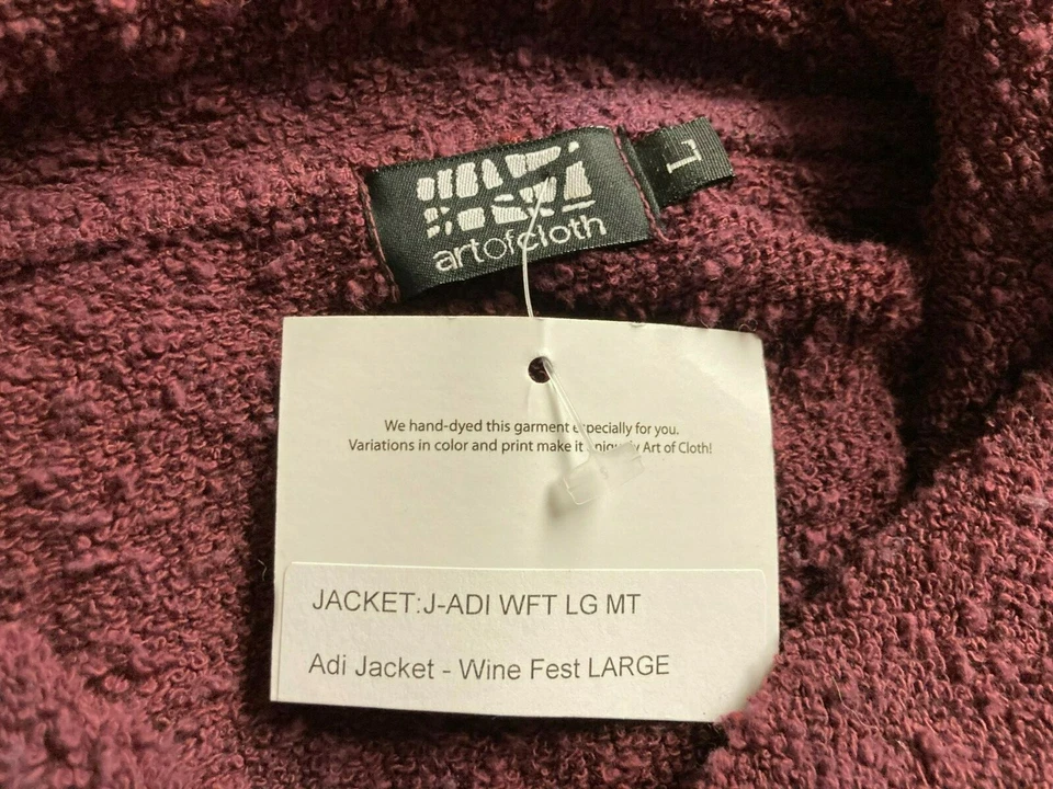 Arte de Pano NOVO L Wine Fest Adi Jaqueta Zíper Completo Ombre Arte para Usar Artístico - Imagem 4 de 4