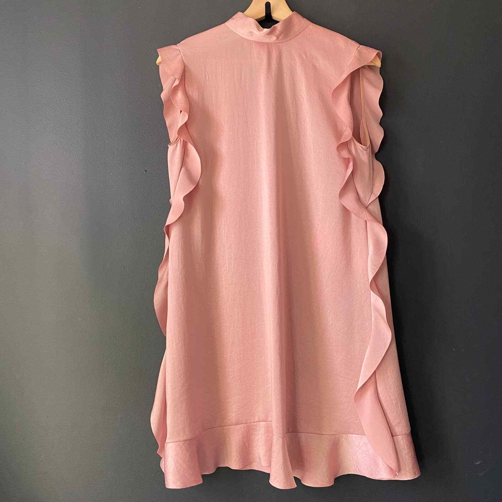 Red Valentino Ruffled Mock-Neck satin mini dress in Blush NEW Sz 2