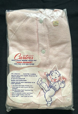 Vtg 50's NOS Carters Jama Blanket Snap Waist Footed 2pc Pajamas Pink Girls 3t 4t