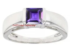 Natural Amethyst Gemstone with 925 Sterling Silver Ring for Men's #503