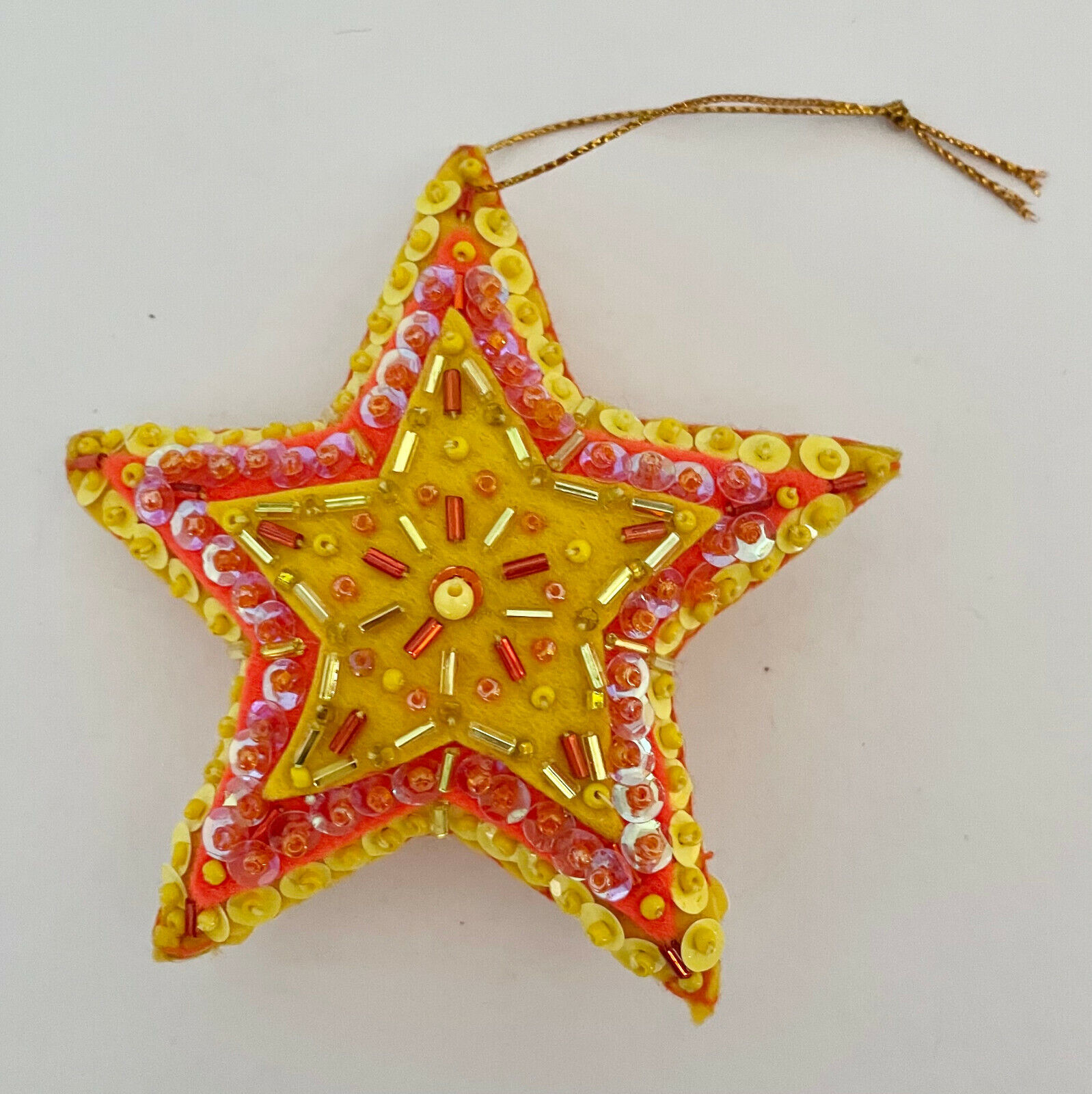 STAR Super intense SALE Orange Yellow Felt Sale price Original Holiday Ornament Handmade bea