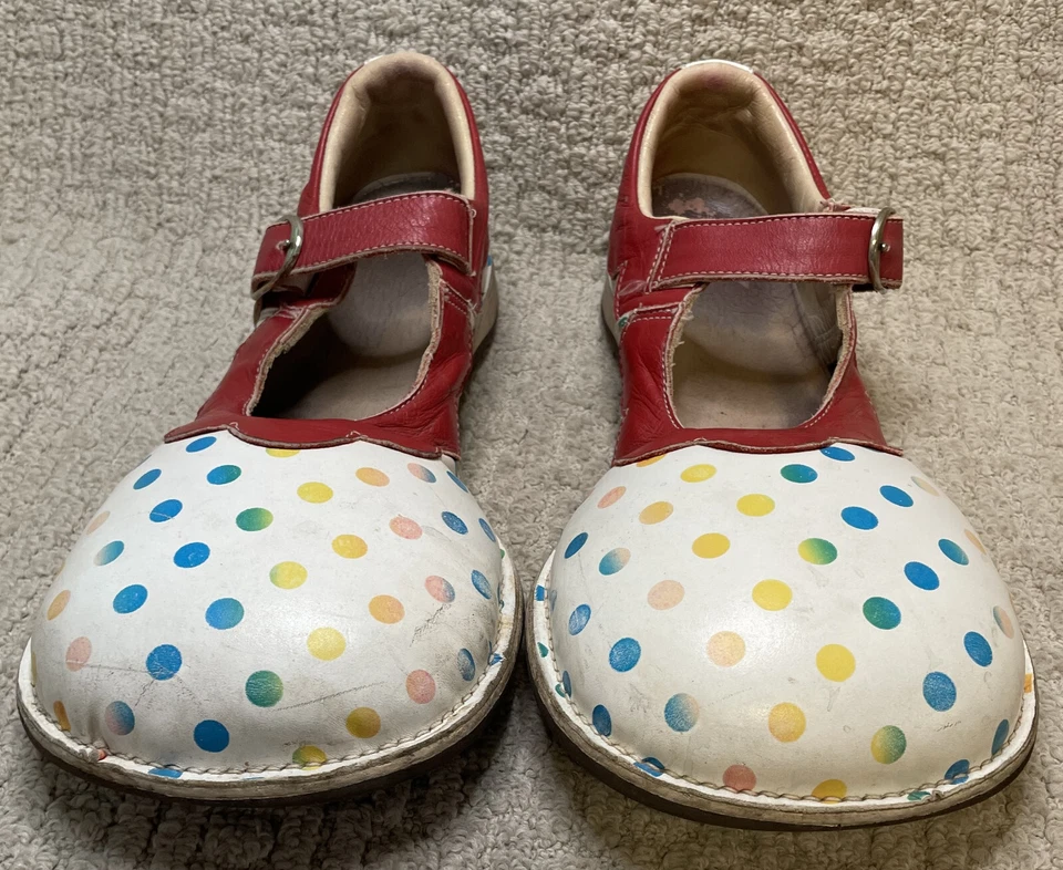 Zapatos de payaso de cuero hechos a mano a lunares rojos de colección Mary Janes Spears para mujer 9,5 10 Foto 4 de 4