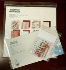 Creative Memories Shabby Chic Rose Paper Card Kit & Peekaboo Pocket 3pcs Bundle