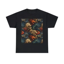 Unisex Adult T Shirt Medieval Dragons Fantasy Art Monsters Mythical Pattern