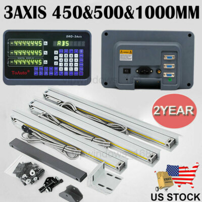 450&500&1000mm 3Axis Digital Readout TTL Linear Glass Scale DRO Milling Lathe,US
