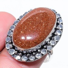 Red Sunstone Gemstone 925 Sterling Silver Jewelry Ring Size 9 US
