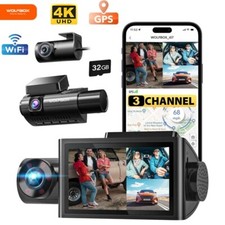 WOLFBOX Dash Cam 3 Channel 4K Dash Camera Three Cameras With WiFi GPS,Free 32GB