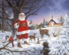 35" Fabric Panel - David Textiles Santa Claus Chapel Christmas Wallhanging