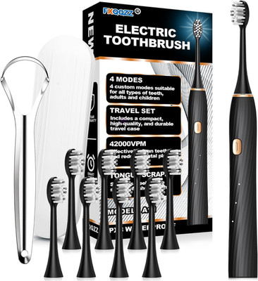 Electric Toothbrush for Adults and Kids, with Tongue Scraper and Travel Case, 8