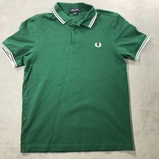 Fred Perry Polo Shirt Men's Size Small Slim Green Short Sleeve Stretch Cotton