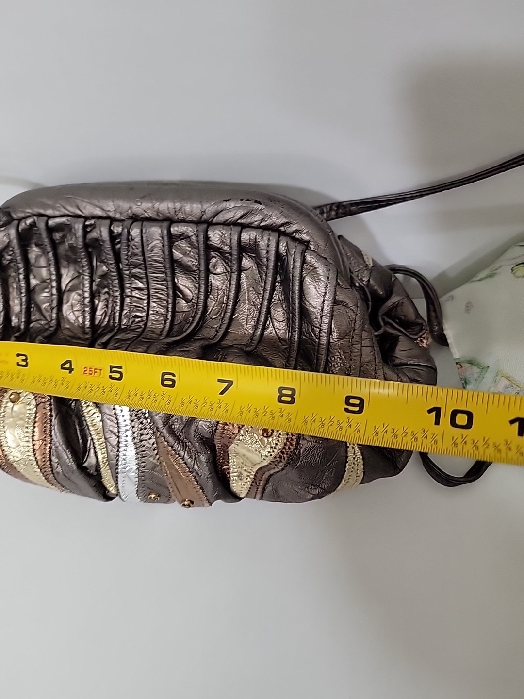 VTG 80s Metallic Leather Patchwork Crossbody Purs… - image 10