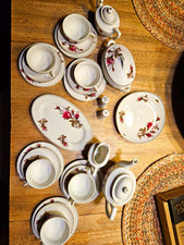Miniature Floral Porcelain Tea Set Lot JAPAN Teapot Cups 29 Pieces
