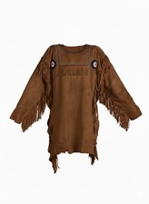 Men's Powwow Shirt Handmade Buckskin Leather Mountain Man Fringe War M237